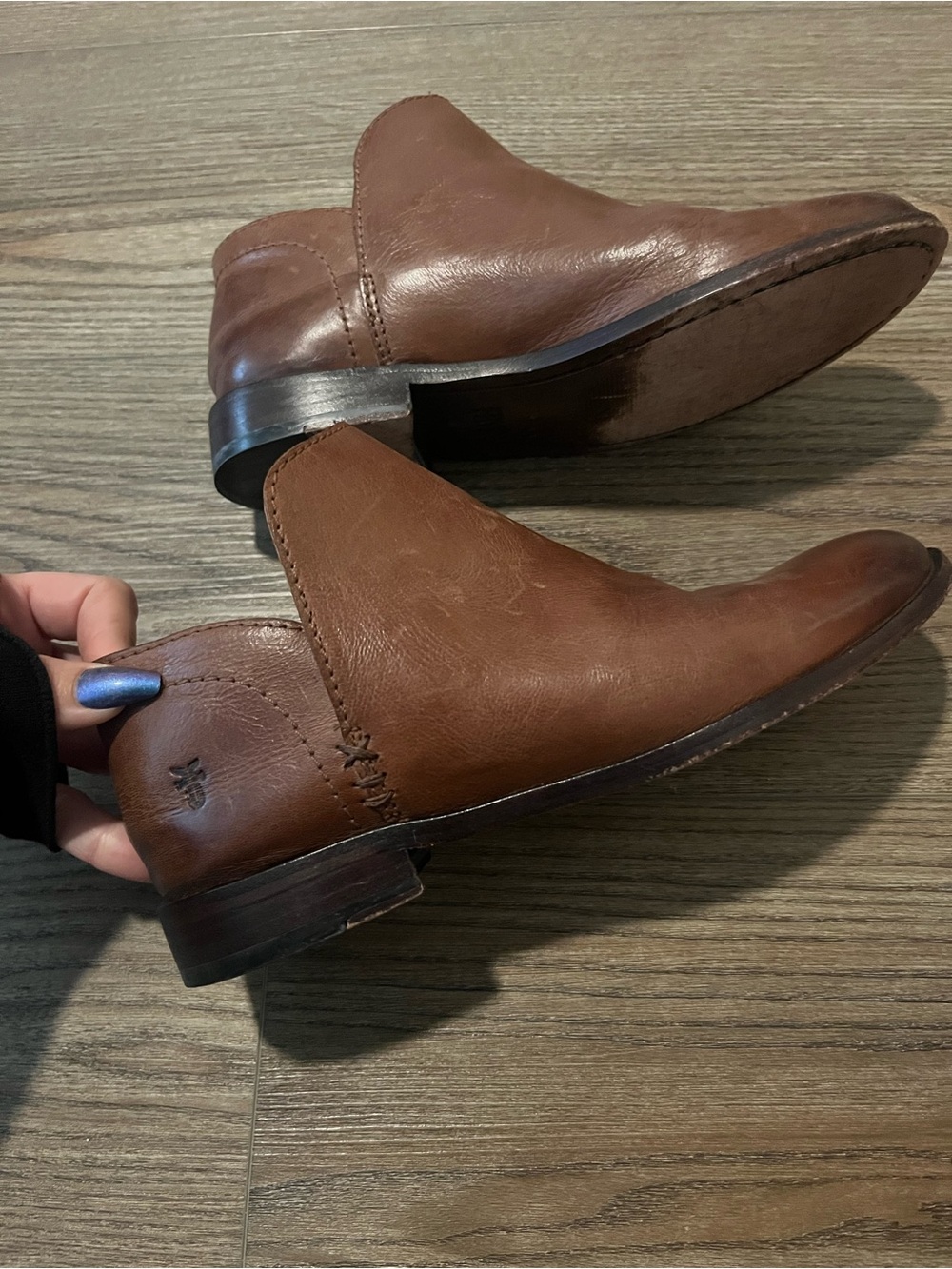 FRYE Elyssa Leather Shootie Booties in Cognac Brown – Size 6